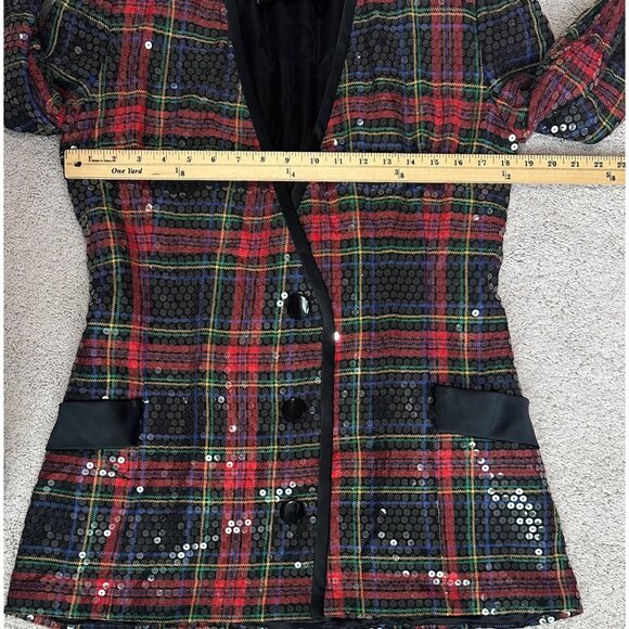 After Five By Julie Duroché Vtg Saks Fifth Avenue Sequined Plaid Blazer Jacket S - Picture 16 of 16